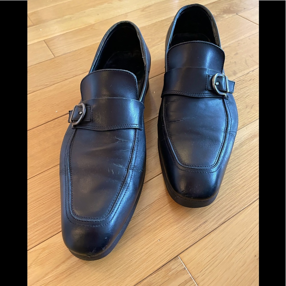 Mens Ferragamo black Gancio buckle dress loafer